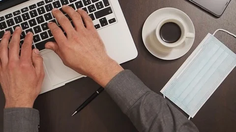 Deskwork coffee mask Stock Footage 130044931