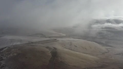 The desolate and suffocating winter highway after snowfall Video stock 337985381