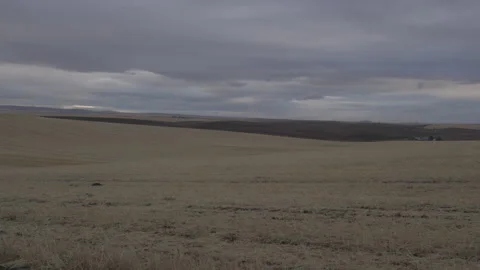 Desolate Arid Farmland with rolling hills in Rural Oregon Video stock 332308764