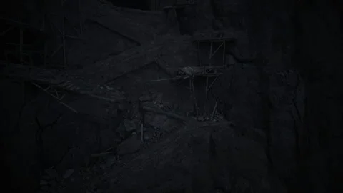 Desolate crumbling wall with debris and intense shadow atmosphere Stock Footage 329760094
