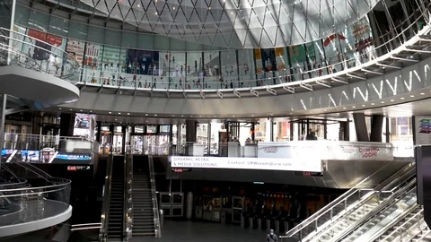 Desolate Fulton Center Mall NYC Coronavirus Quarantine Lockdown Video stock 128661729