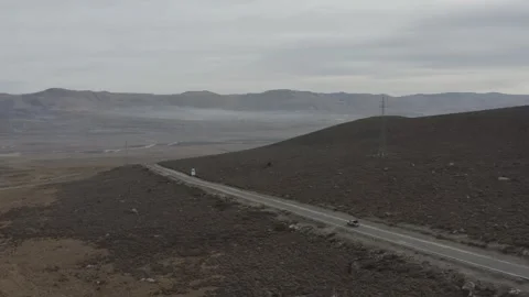 The desolate grassland highway in winter Video stock 337985389