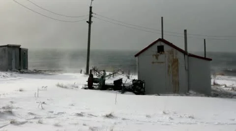 Desolate house in Blizzard Stock Footage