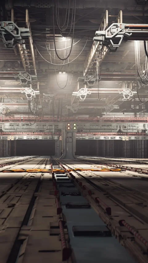 Desolate industrial space showcasing automation and hightech features Vídeo Stock 348810084