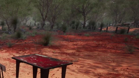 Desolate Landscape Featuring a Weathered Table in Remote Terrain Video stock 344926692