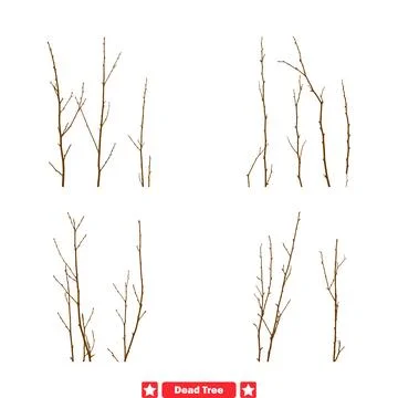 Desolate Landscape  Moody Dead Tree Silhouettes Collection for Brooding Desig Stock Illustration