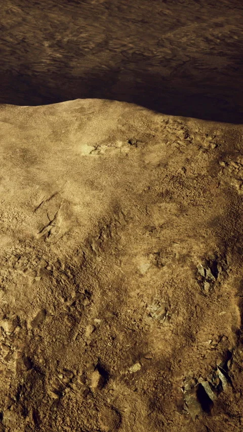 Desolate landscape reveals ancient layers of earth under a vast sky Stock Footage 334254690