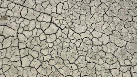 Desolate landscape with severely cracked soil, reflecting the harshness of the Video stock 293106230