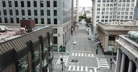 Desolate San Francisco Streets during the COVID Shelter in Place order Stockbeeldmateriaal 143580003