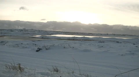 Desolate Snowy Sunset in Iceland Stock Footage 47203822