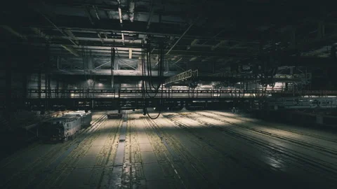 Desolate theater remains. Abandoned stadium floor with tattered paint Vidéo 331397233