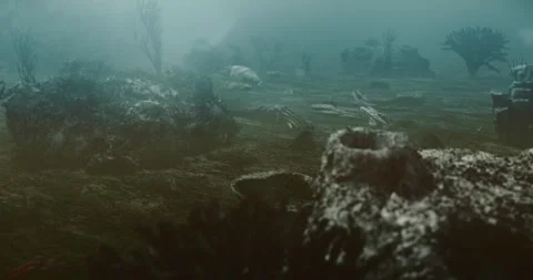 Desolate underwater sea floor with dead animals Video stock 245213015