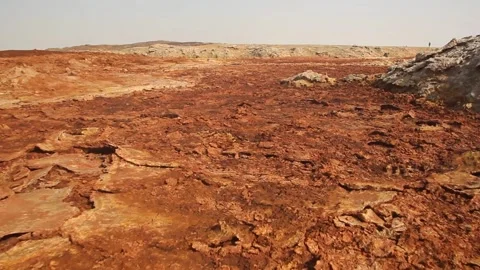 Desolate volcanic landscape of Dallol, Danakil depression Stock Footage 336408043