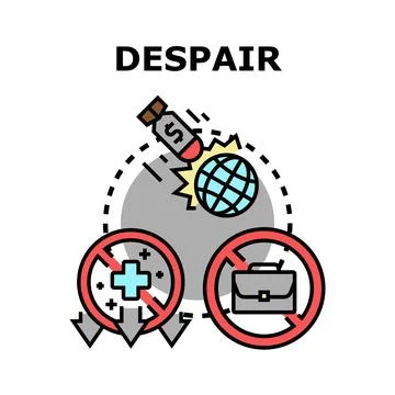 Despair concept with bomb hitting planet and economic problems Stock Illustration