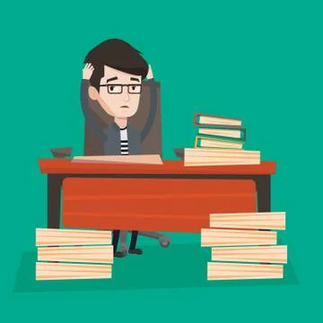 Despair man sitting in office vector illustration イラスト素材