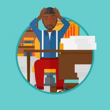 Despair man sitting in office vector illustration Stockillustratie
