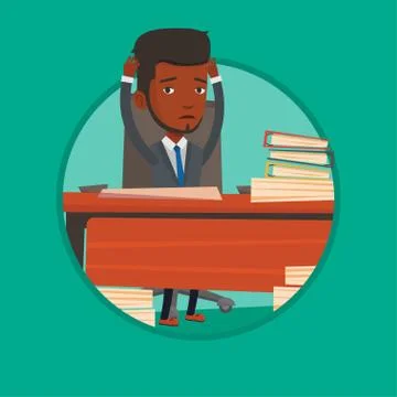 Despair man sitting in office vector illustration Stock Illustration