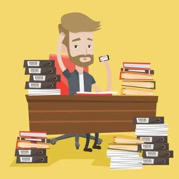 Despair man working in office vector illustration Stock Illustration