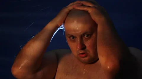 Despair men and rain Stock Footage 8606892