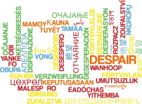 Despair multilanguage wordcloud background concept Stock Illustration