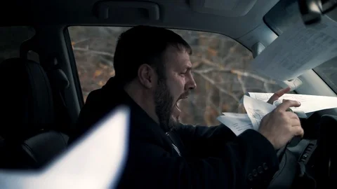 Despair, Nervous breakdown at the wheel Stock Footage 102666492