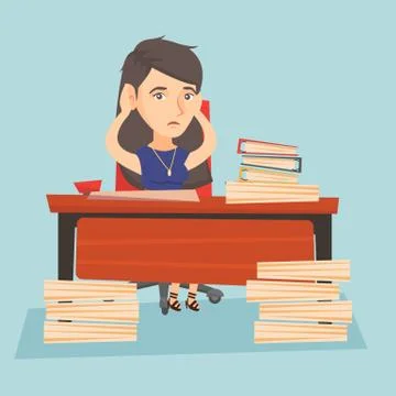Despair office worker sitting at workplace. Stockillustratie