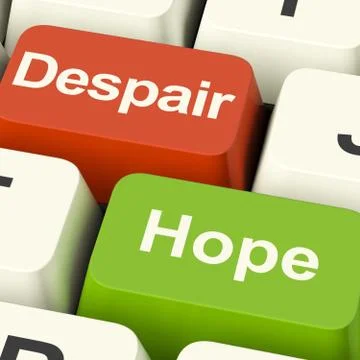 Despair or hope computer keys showing hopeful or hopeless イラスト素材