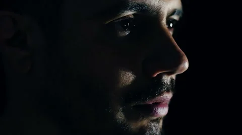 Desperate and sad man looking at the camera: darkness, loneliness, thoughtful 動画素材 41770915