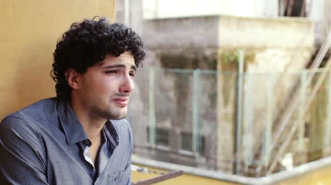 Desperate anguished boy / guy - cry Stock Footage 24703923