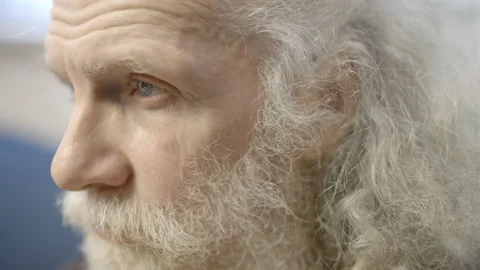 Desperate grey-haired male thinking of bad memories, crying widower feeling sad Stock Footage 153045396