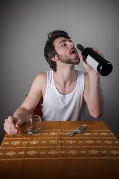Desperate for the last drop of wine Stock Photos