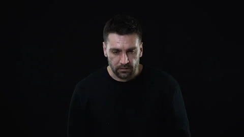 Desperate male pulling gun trigger committing suicide, life crisis, problems Stock Footage 107731574