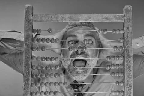 Desperate Man Abacus count Stock Photos