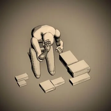 Desperate man crying on his knees Stock Illustration