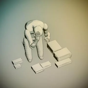 Desperate man crying on his knees Stock Illustration