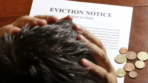 Desperate man getting eviction note Stock Footage 141180449
