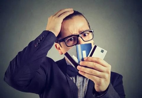 Desperate man having loan problems Stock Photos