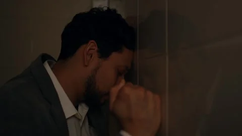 Desperate Man in Prison Cell Losing Sanity and Battling Inner Demons Stock Footage 325022724