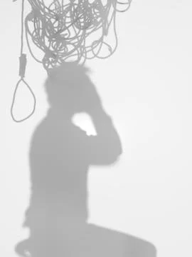 Desperate man, silhouette Illustrazione stock