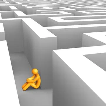 Desperate in maze Stock Illustration