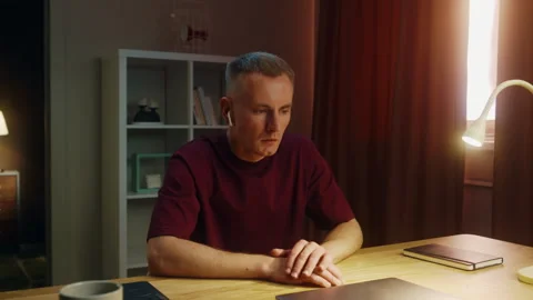 Desperate stress man fail work. Task failure, employee problem. Broke laptop. Stock Footage 326849814