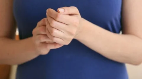 Desperate woman attempts to commit suicide with pills. When provoking suicide Stock Footage 75765969