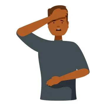 Desperate young man touching forehead feeling frustrated and anxious Stock Illustration