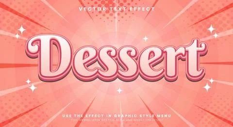 Dessert 3d editable text effect Template Stock Illustration
