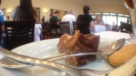 Dessert in anonimous restaurant Stock Footage 46225840