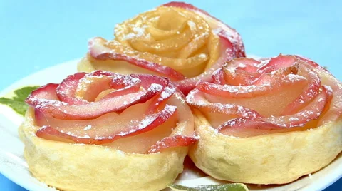 Dessert. Apple rose Stock Footage 58344182