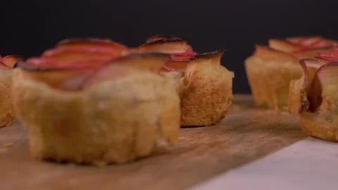 Dessert. Apple Rose Pie Rotating Stock Footage 130802468