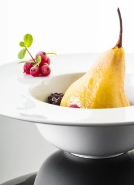 Dessert, baked pear Stock Photos