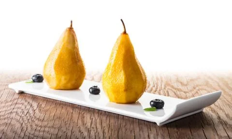 Dessert, baked pear Stock Photos