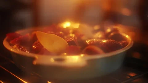 Dessert baking in oven Stock Footage 63304353